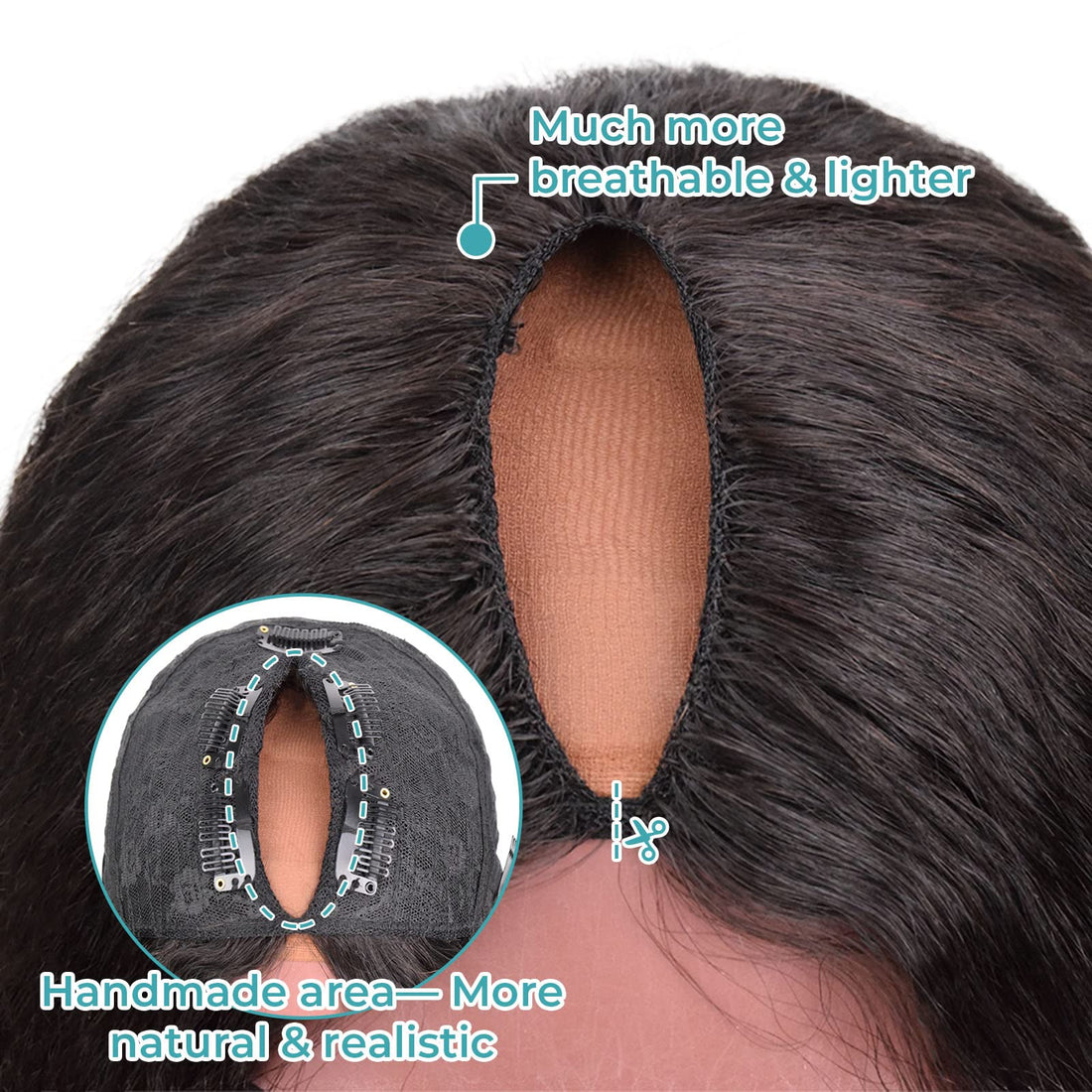 Kinky Straight Real V Part Wig Human Hair No Leave Out