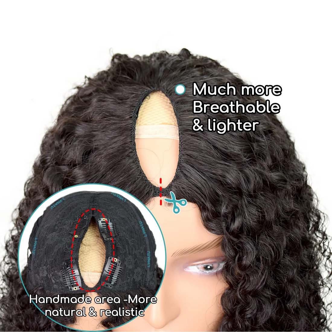 Kinky Curly Real V Part Wig Human Hair No Leave Out
