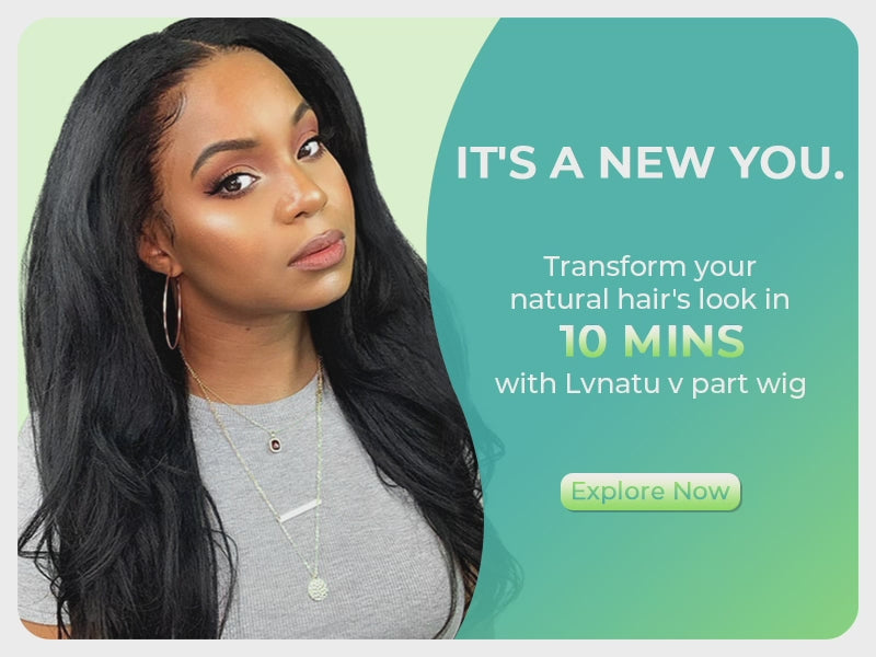 Kinky Straight Real V Part Wig Human Hair No Leave Out