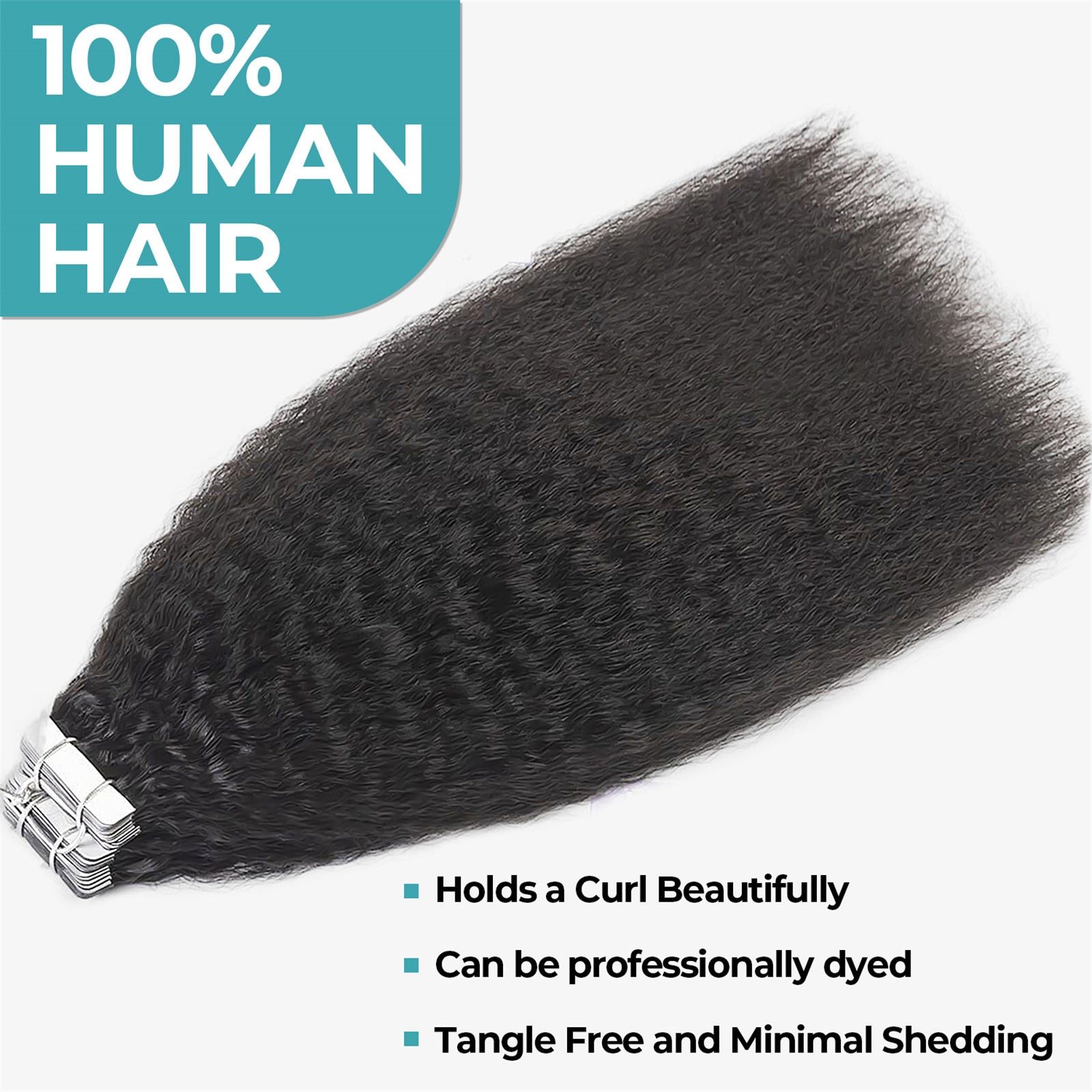 Kinky Straight Tape-in Human Hair Extensions