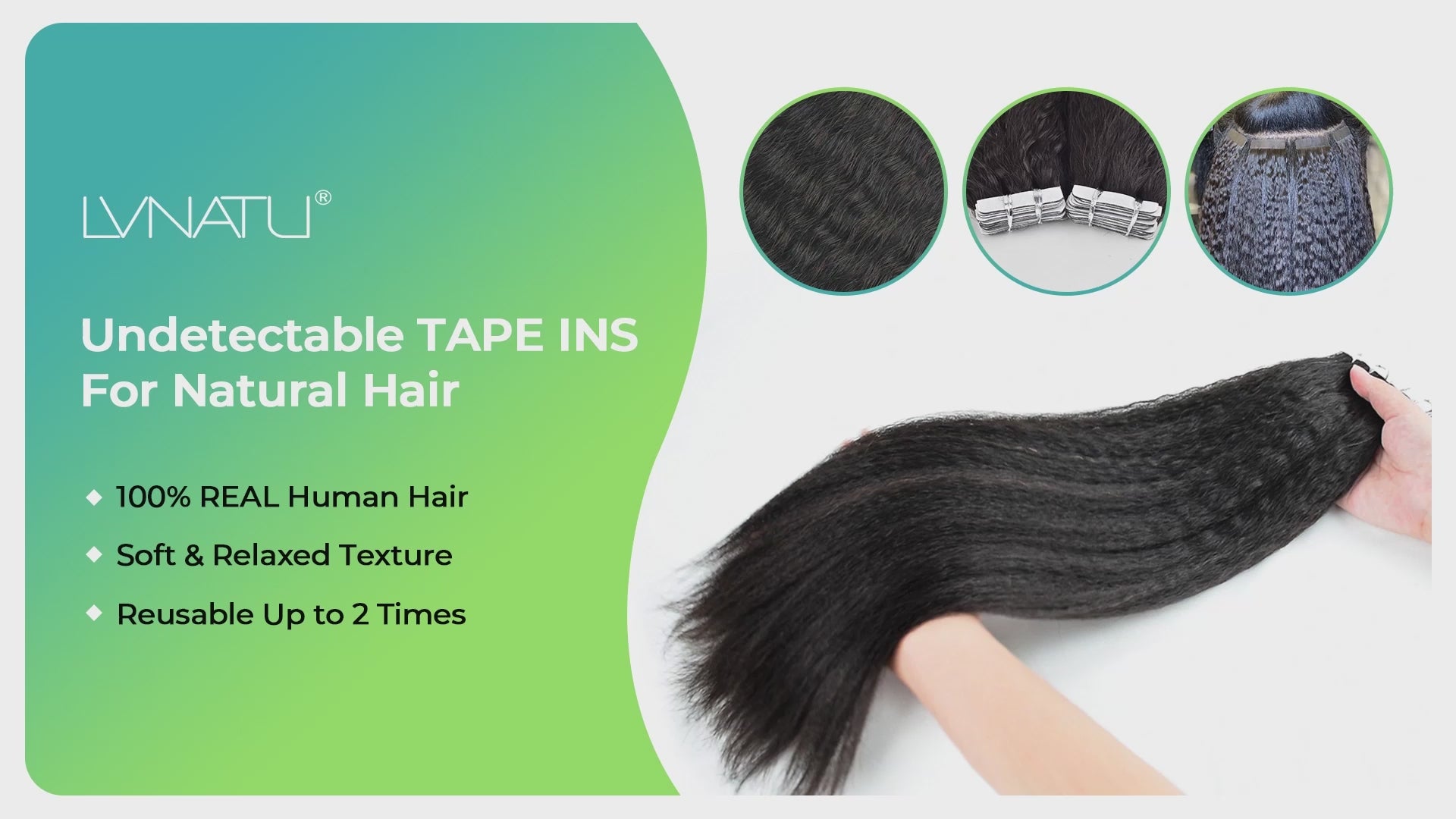 Kinky Straight Tape-in Human Hair Extensions