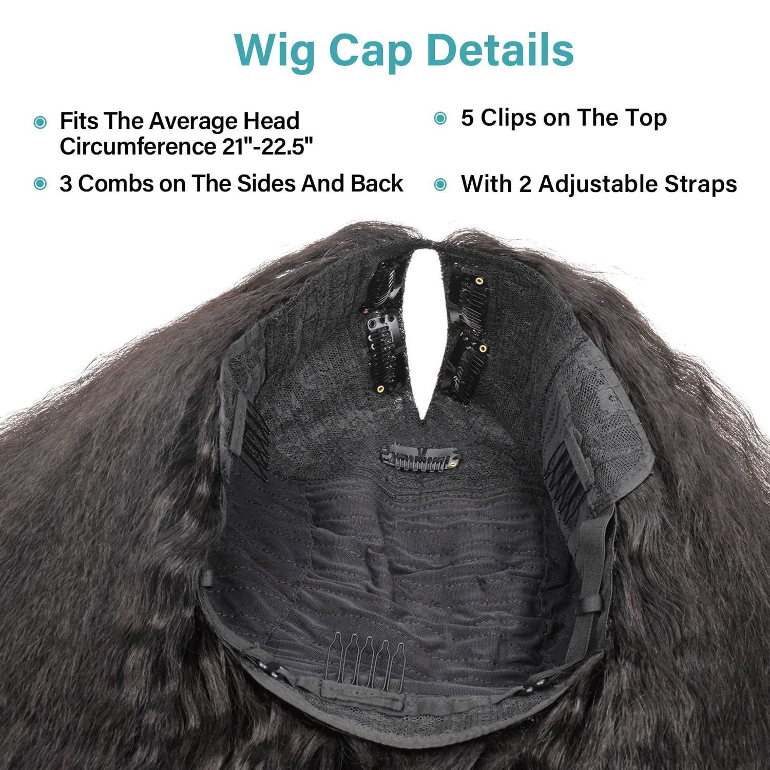 Kinky Straight Real V Part Wig Human Hair No Leave Out