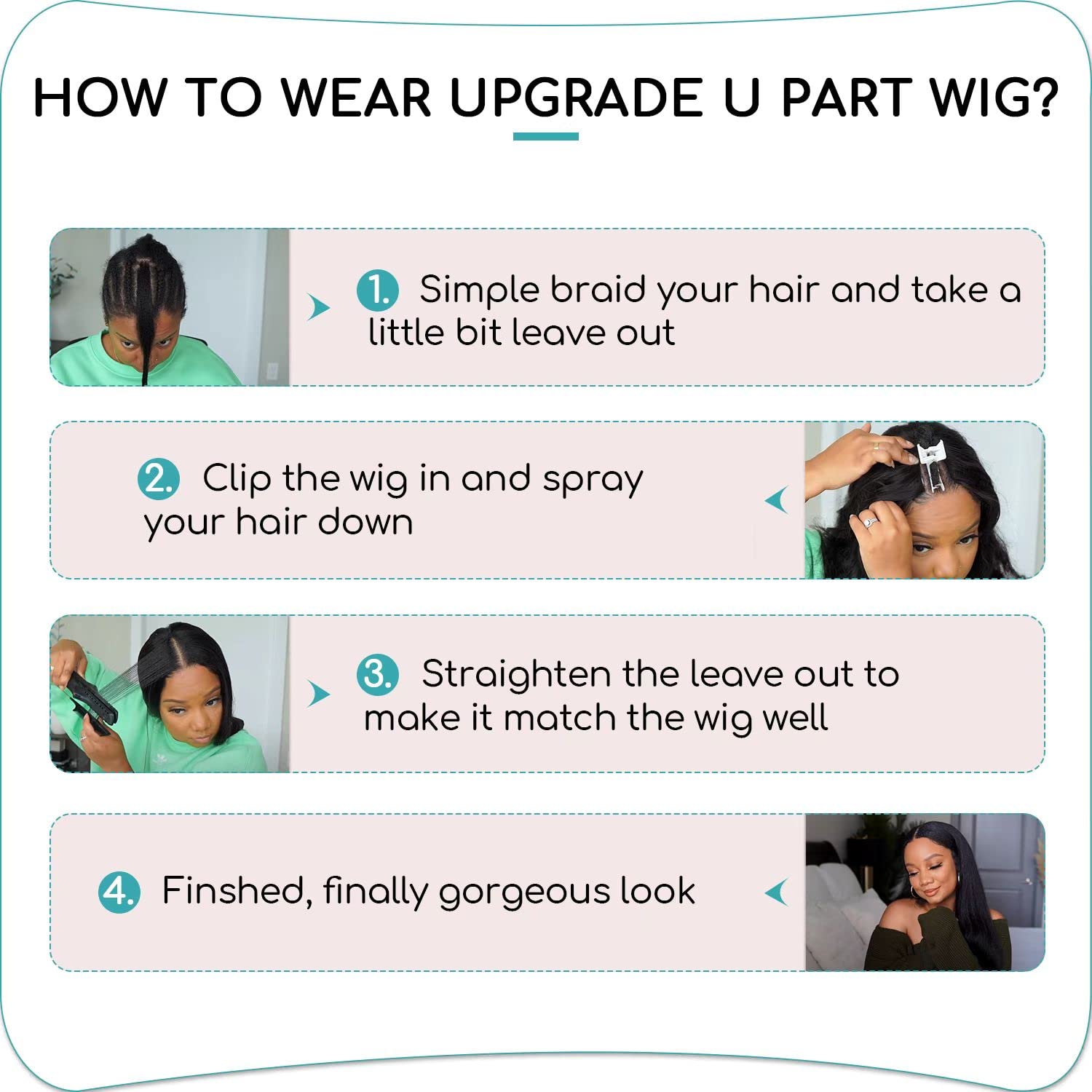 Kinky Straight Real V Part Wig Human Hair No Leave Out